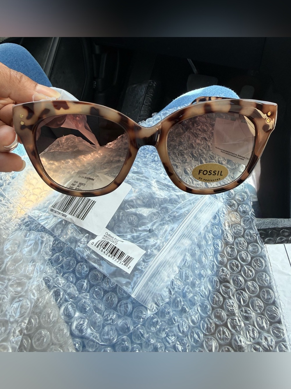 Fossil Women’s Tortoiseshell Cat-Eye Sunglasses - Brown/Beige